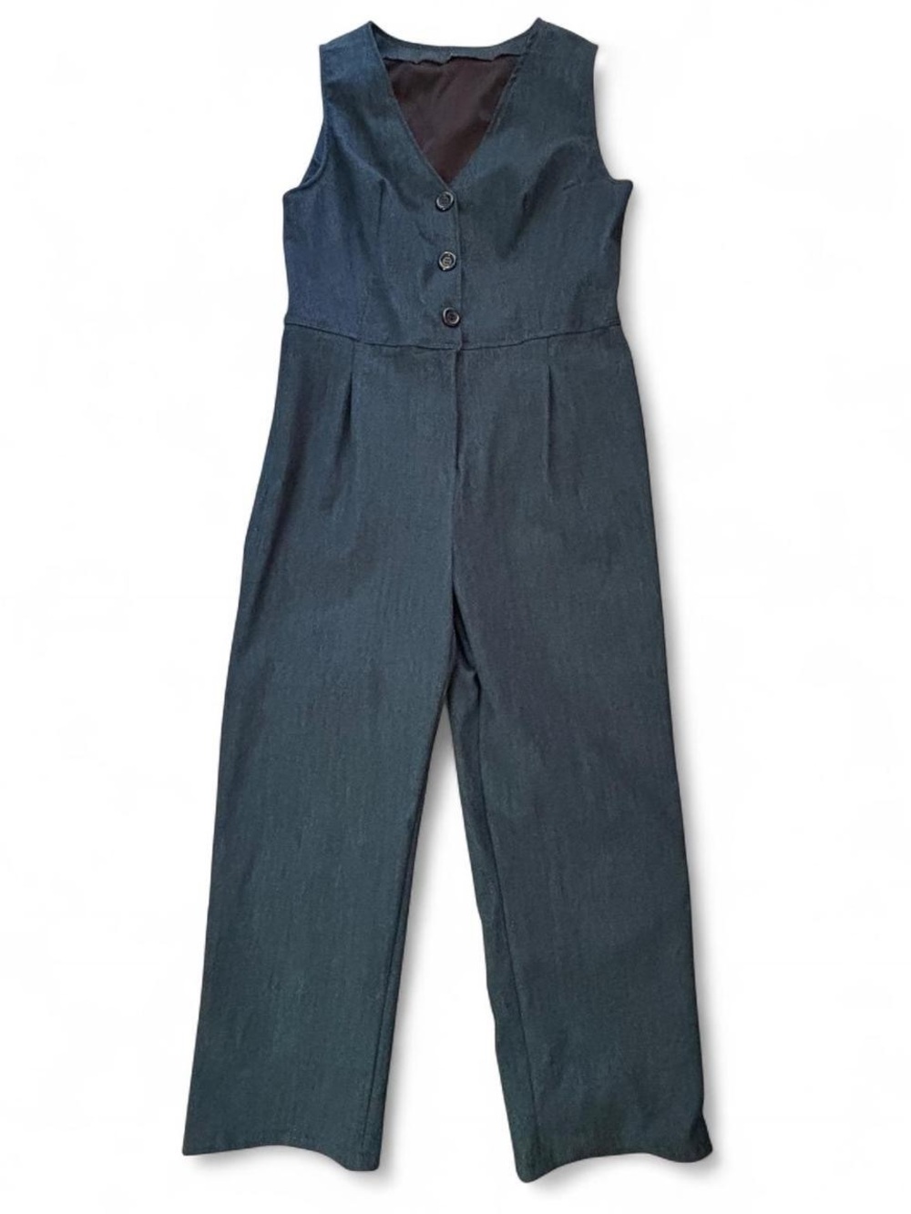 Vintage Homemade Denim Stretch Sleeveless Jumpsuit, Size Medium